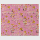 Pastel Boho Senard Pink Wildblumen Geschenkpapier (Flach)