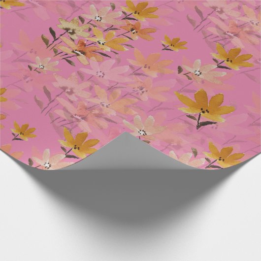 Pastel Boho Senard Pink Wildblumen Geschenkpapier (Ecke)