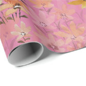 Pastel Boho Senard Pink Wildblumen Geschenkpapier (Rolleneckpunkt)