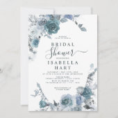Pastel Boho Slate Blue Dusty Brautparty Einladung (Vorderseite)