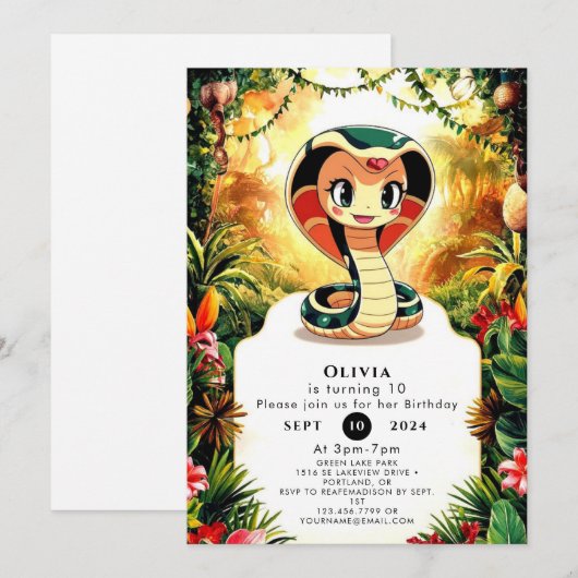 Pastel Boho Snake Birthday Einladung (Vorne/Hinten)