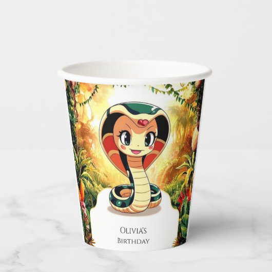 Pastel Boho Snake Birthday Pappbecher (Vorderseite)