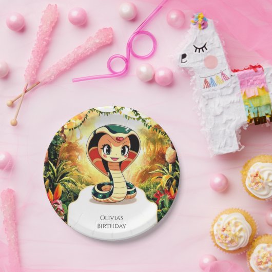 Pastel Boho Snake Birthday Pappteller (Party)