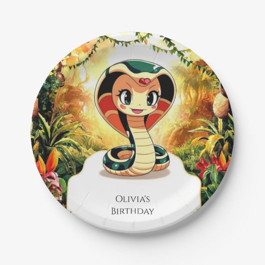 Pastel Boho Snake Birthday Pappteller (Vorderseite)