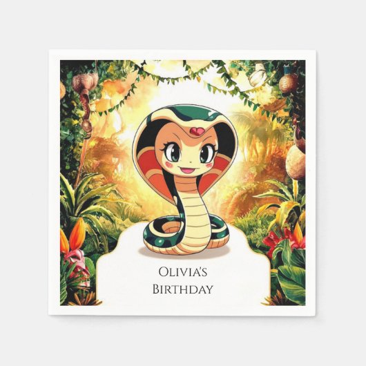 Pastel Boho Snake Birthday Serviette (Vorderseite)