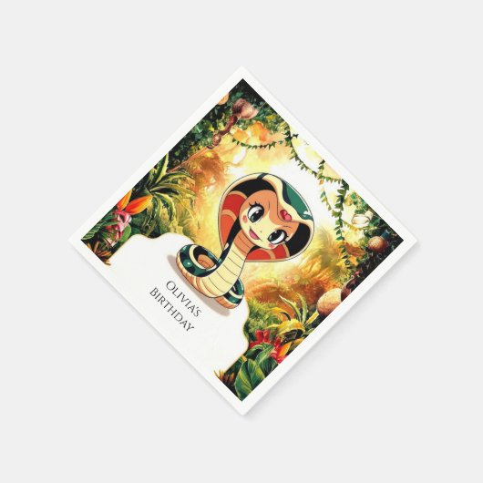 Pastel Boho Snake Birthday Serviette (Ecke)