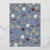 Pastel Boho Wildblume Periwinkle Brautparty Folieneinladung (Rückseite)