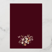 Pastel Boho Wildblume Rustic Burgundy Wedding Folieneinladung (Rückseite)