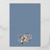 Pastel Boho Wildblume Rustic Periwinkle Wedding Folieneinladung (Rückseite)