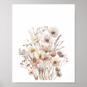 Pastel Boho Wilde Blume Floral Wasserfarbe Poster
