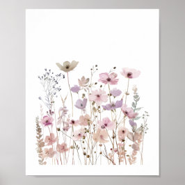 Pastel Boho Wilde Blume Floral Wasserfarbe Poster