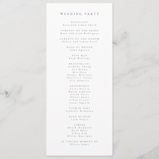 Pastel Boho Wildflower Wedding Program Programm (Rückseite)