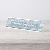 Pastel Bokeh Pattern with Handwritten Unterschrift Schreibtischnamensplakette (Vorderseite )