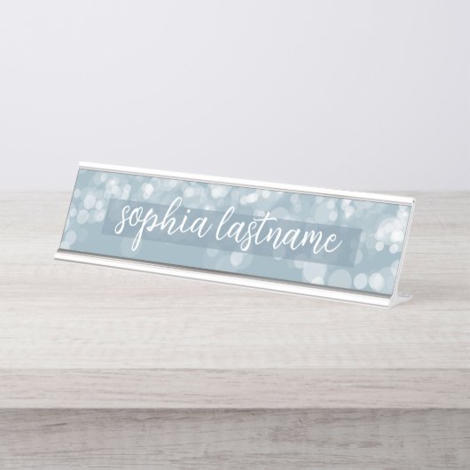 Pastel Bokeh Pattern with Handwritten Unterschrift Schreibtischnamensplakette (Vorderseite )