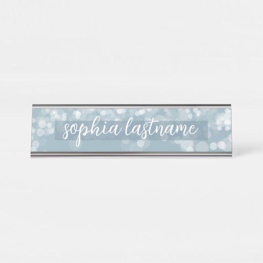 Pastel Bokeh Pattern with Handwritten Unterschrift Schreibtischnamensplakette (Vorderseite )
