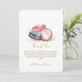 Pastel Bonjour Bébé French Macarons Babydusche Dankeskarte (Stehend Vorderseite)