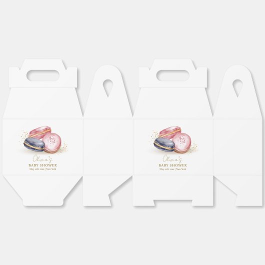 Pastel Bonjour Bébé French Macarons Babydusche Geschenkschachtel (Ungeklappt)
