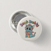 Pastel Book Buddy Lesedrache Magnet Button (Vorne & Hinten)