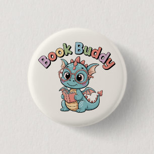 Pastel Book Buddy Lesedrache Magnet Button
