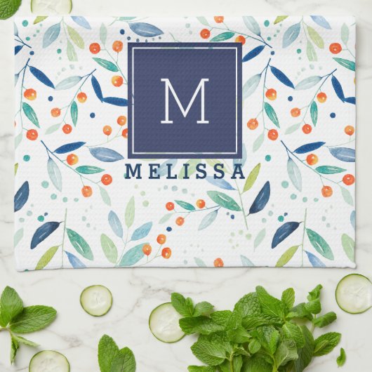 Pastel Botanica Muster Aquarellfarben Illustration Handtuch (Gefaltet)