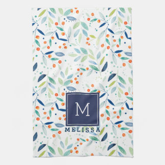 Pastel Botanica Muster Aquarellfarben Illustration Handtuch