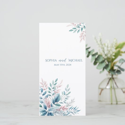 Pastel Botanical- Hochzeitsprogramm- (Stehend Vorderseite)