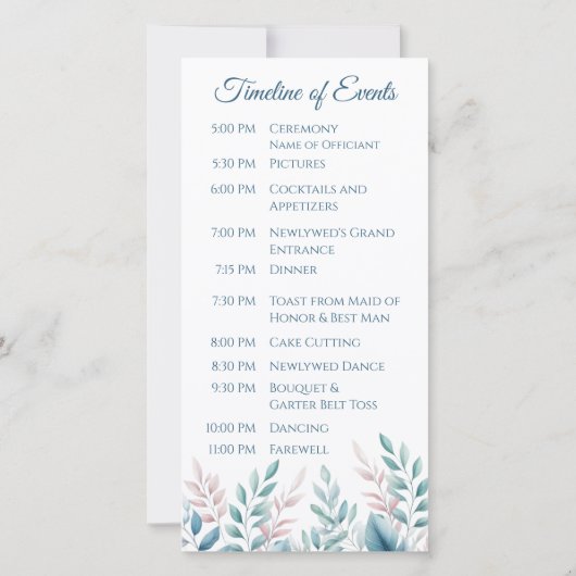 Pastel Botanical- Hochzeitsprogramm- (Rückseite)