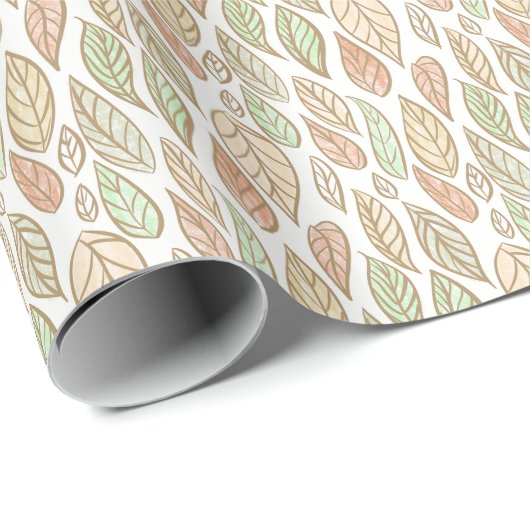 Pastel Botanical Leaf Pattern Geschenkpapier (Rolleneckpunkt)