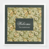 Pastel Botanical Napkins Elegant Gold Green Set Serviette (Vorderseite)