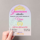 Pastel Botanical Quinceañera Acrylic Invitation Acryleinladungen (Insitu (Handheld))