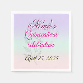 Pastel Botanical Quinceañera Napkins Serviette