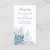 Pastel Botanical-Registry-Honeymoon Visitenkarte (Vorderseite)
