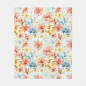 Pastel Botanical Throw – Watercolor Floral Cozy Fleecedecke (Vorderseite)