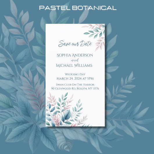 Pastel Botanical Wedding-Save the Date- Visitenkarte