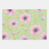 Pastel Botanical Wrapping Paper Set of 3 Geschenkpapier Set (Vorderseite)