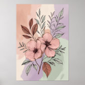 Pastel Botanische Blüten - Elegante Minimalistisch Poster (Vorne)
