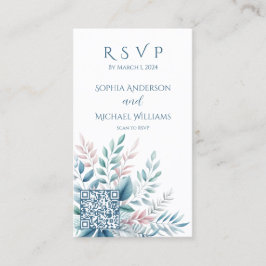 Pastel Botanische Hochzeit-UAWG-QR-Code- Visitenkarte
