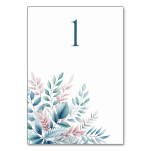 Pastel Botanische Hochzeitskarte Tischnummer