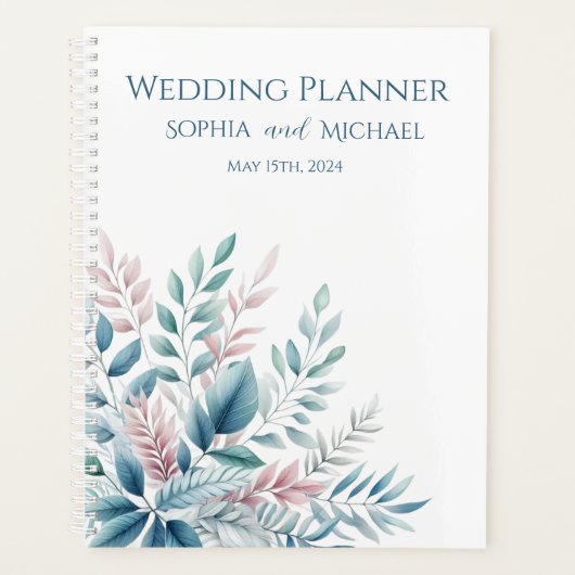 Pastel Botanischer Hochzeitsplaner Planer (Vorderseite)