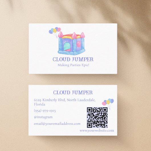 Pastel Bounce House Rentals QR Code Visitenkarte