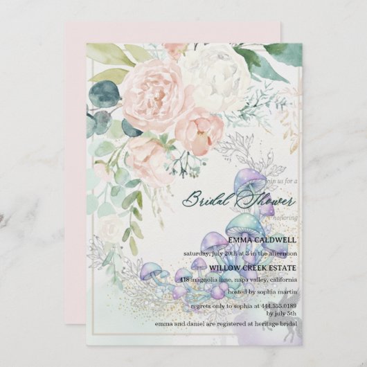 Pastel Bouquet Bridal Shower Invitation Einladung (Vorne/Hinten)
