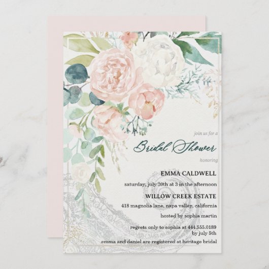 Pastel Bouquet Bridal Shower Invitation Einladung (Vorne/Hinten)