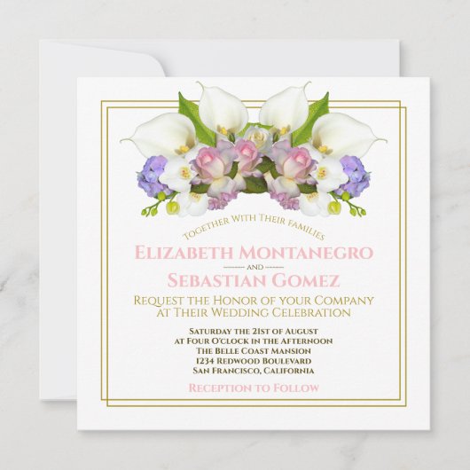 Pastel Bouquet Spring Floral Arch Square Hochzeit Einladung (Vorderseite)
