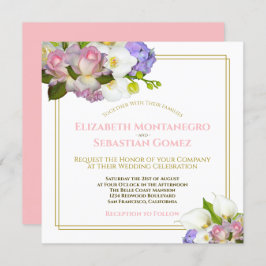 Pastel Bouquet Spring Floral Square Wedding Einladung