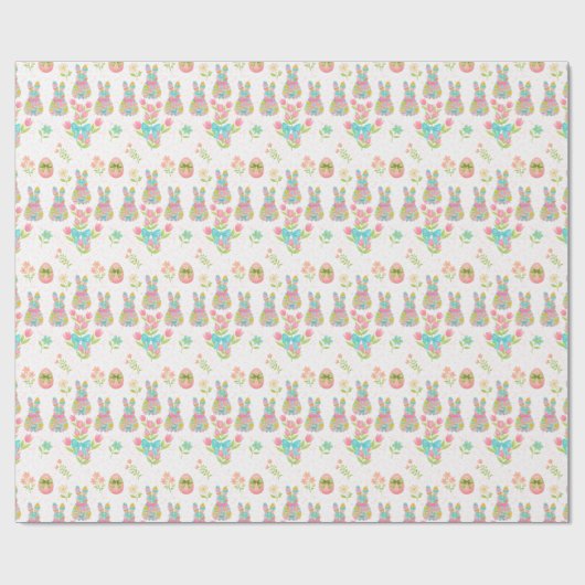 Pastel Bow Bunny Easter Pattern Geschenkpapier (Flach)