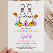 Pastel Bowling und Pizza Geburtstagsparty Einladung