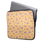 Pastel Bows & Flowers Pattern – Cute Yellow Girly Laptopschutzhülle (Vorderseite Links)