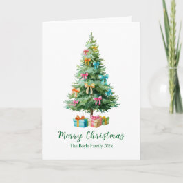 Pastel Bows Ribbons Christmas Tree Card Feiertagskarte