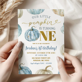 Pastel Boy Pumpkin macht einen 1. Geburtstag Einladung