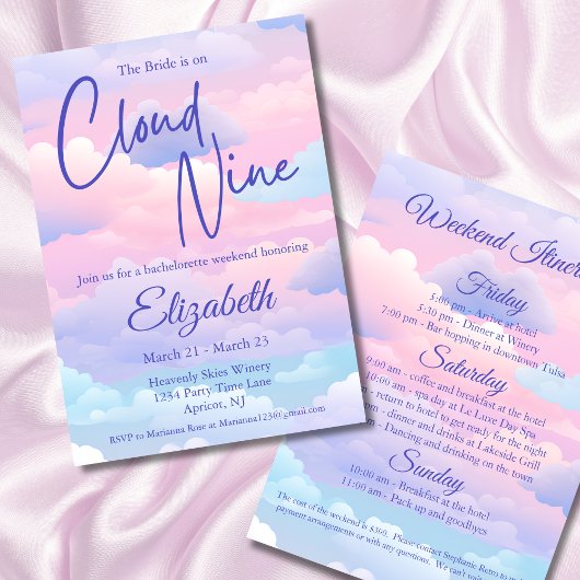 Pastel Bride ist am Cloud Bachelorette Weekend Einladung